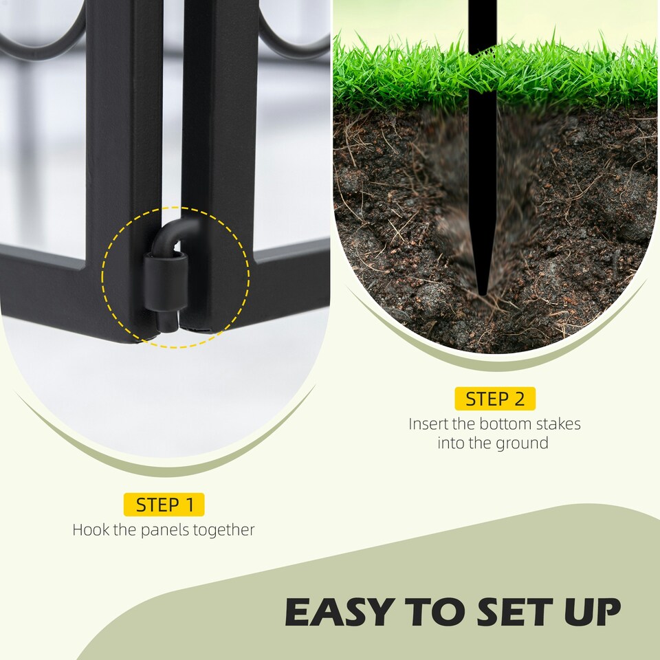 image 1 of Outsunny Decorative Garden Fencing 4PCs Metal Border Edging