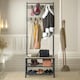 image 5 of Hall Tree Coat Stand With Shoe Storage and Hooks Brown One Size