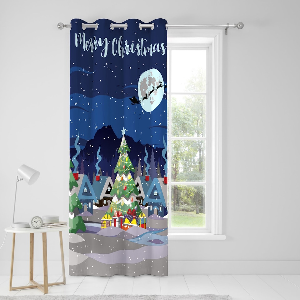 image 1 of Bedlam Glow In The Dark Eyelet Single Panel Door Curtain Multi