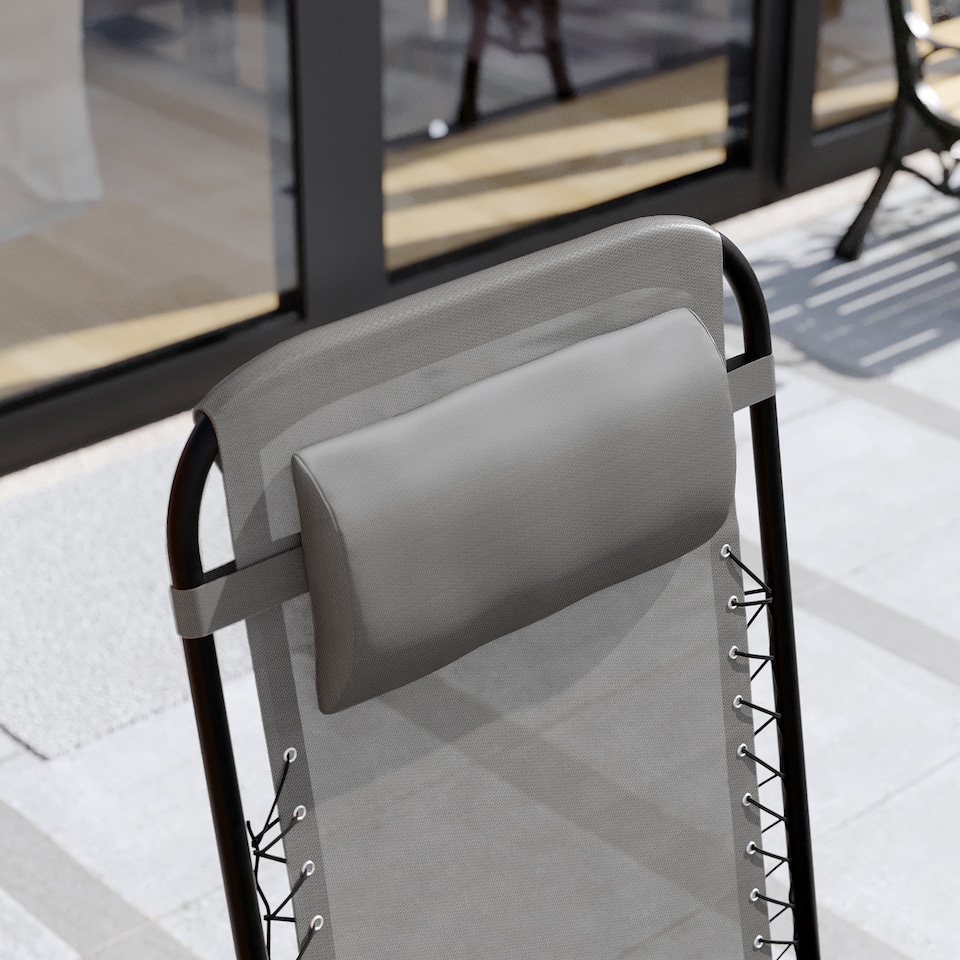 image 1 of Garden Vida Set of 2 Foldable Outdoor Zero Gravity Chairs with Headrest Pillow - Grey