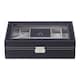 image 1 of Living and Home 8-Slot Black PU Leather Watch Display Box with Ring Slots
