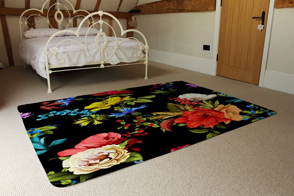 image 1 of Bright Vibrant Flowers Rug | Multi