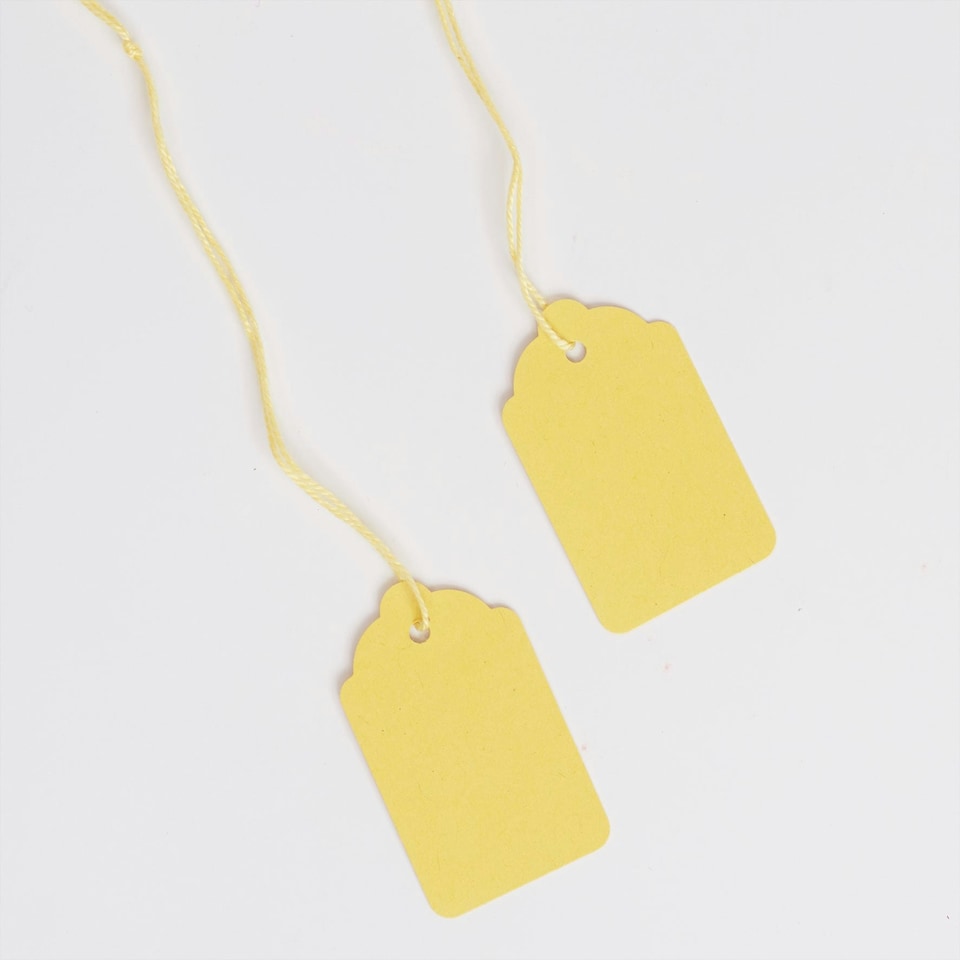 image 1 of Blick Tags Strung, 45mm x 28mm, Rectangular, Yellow, 1000 Labels