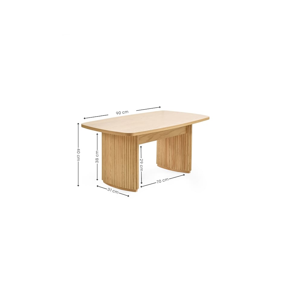 image 1 of Louis Light Oak Effect Fluted 90cm Compact Coffee Table