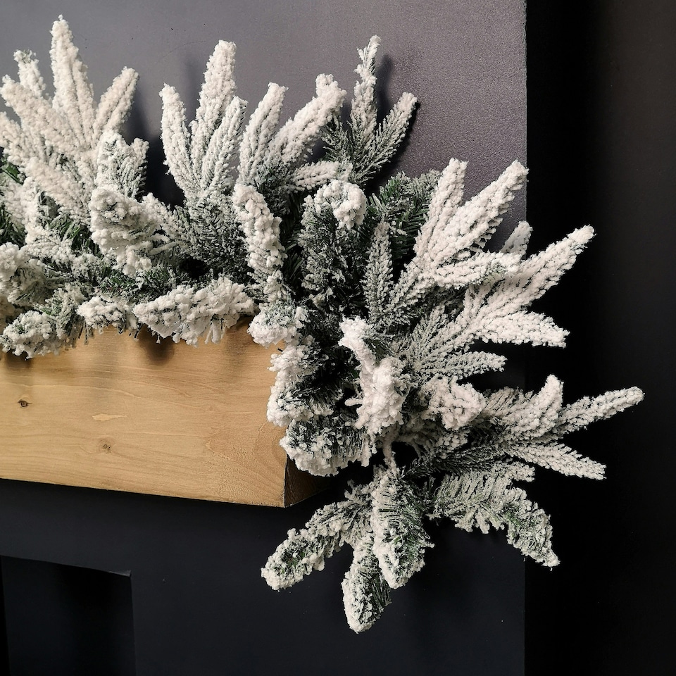 image 1 of 1.8m Snow Flocked Lapland Christmas Garland with 150 Tips