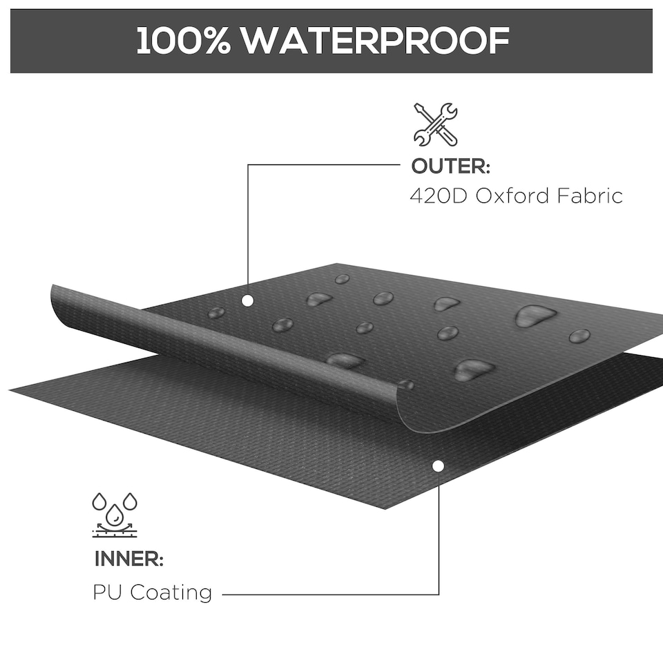 image 1 of Outsunny L-Shaped Rattan Corner Sofa Cover Waterproof Oxford Fabric 250x250x79cm Black