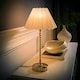 image 1 of ValueLights Maeve White Scallop Pleated Taper Shade Brushed Chrome Bobbin Table Lamp & Bulb Silver