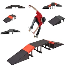 GEEZY Multi-Functional 6-in-1 Mini Ramp Set For Roller Skates, Skateboards, Black