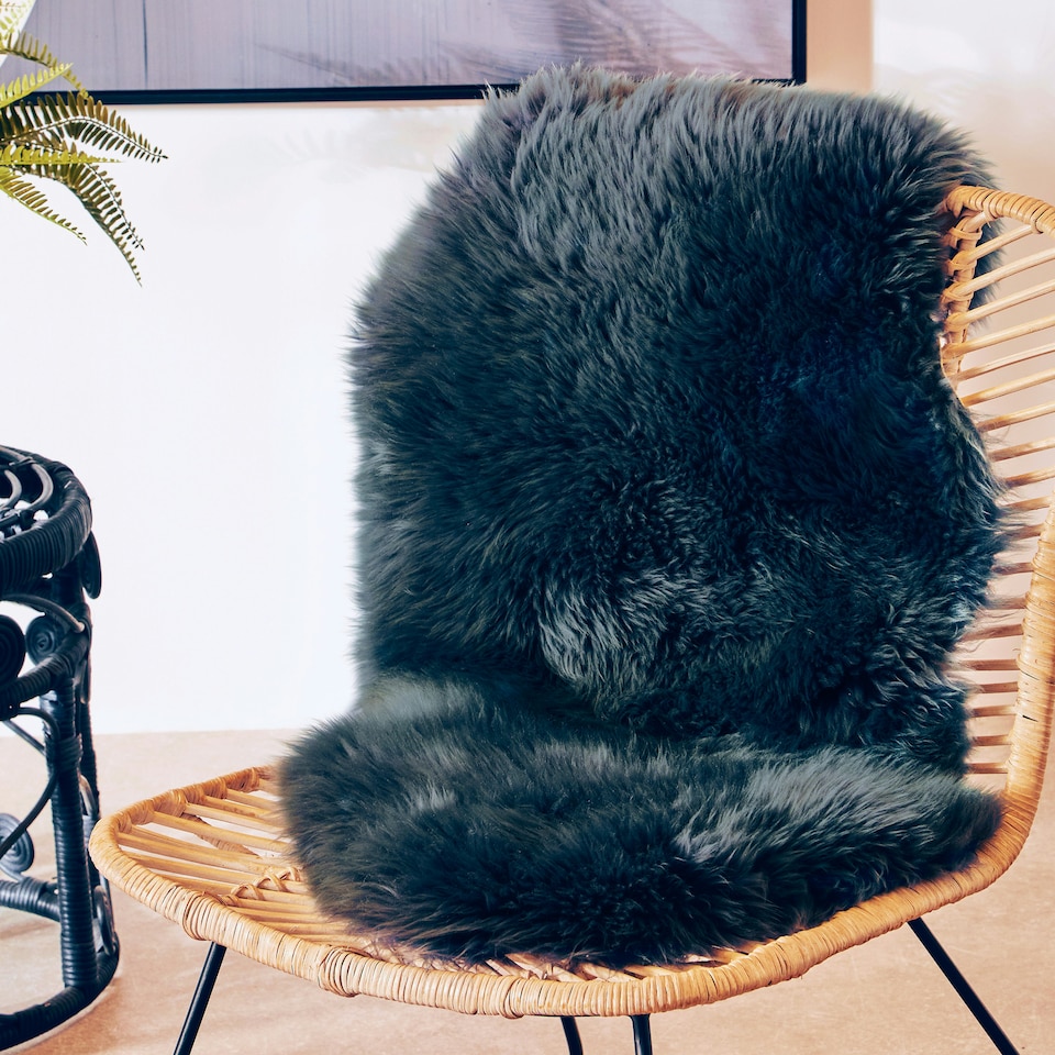 image 1 of Bosie Sheepskin Gunmetal Rug Black