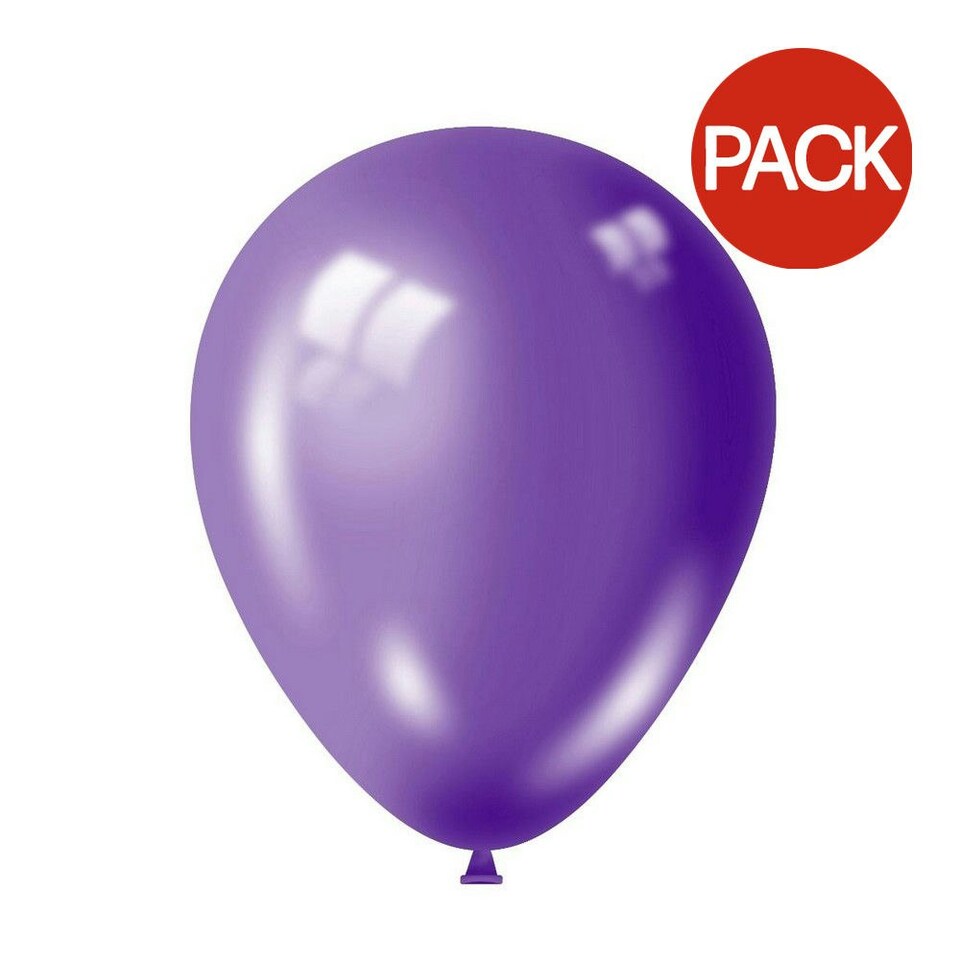 Globos Latex Plain Balloon (Pack of 100) - Purple - One Size