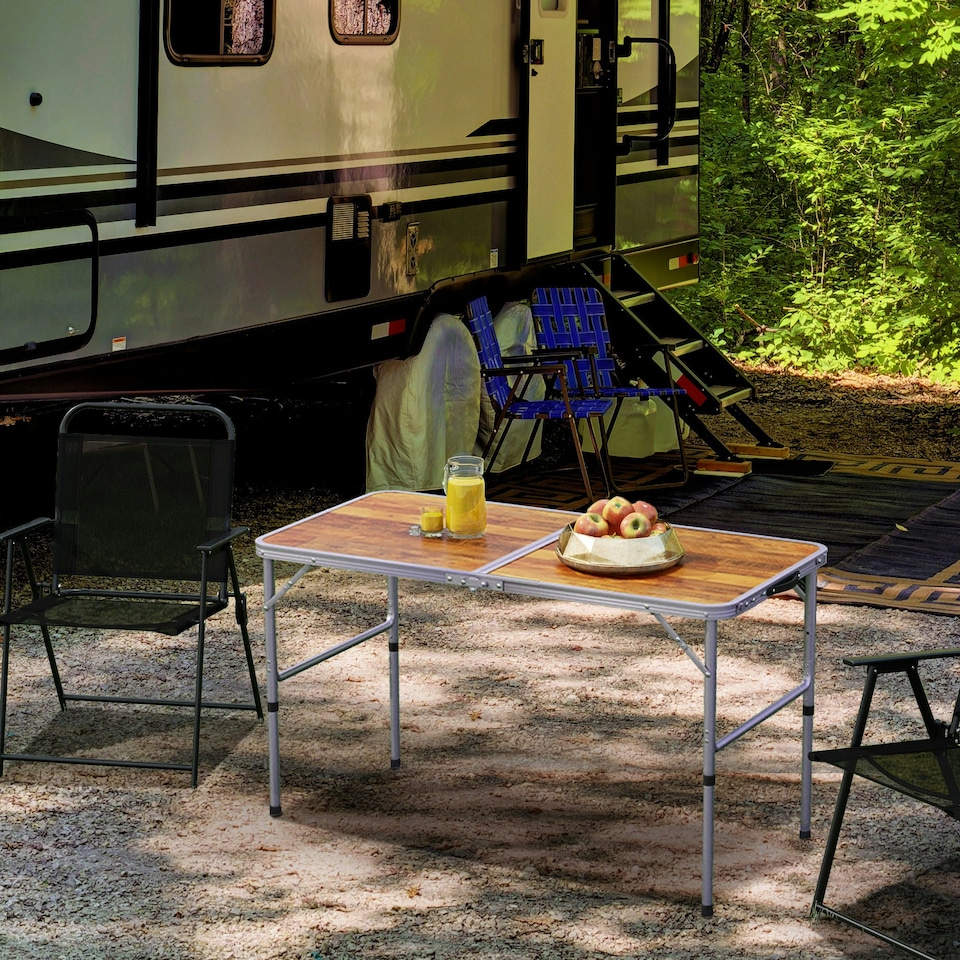 image 1 of Outsunny Portable Folding Picnic Table Outdoor Lightweight BBQ Party Aluminum