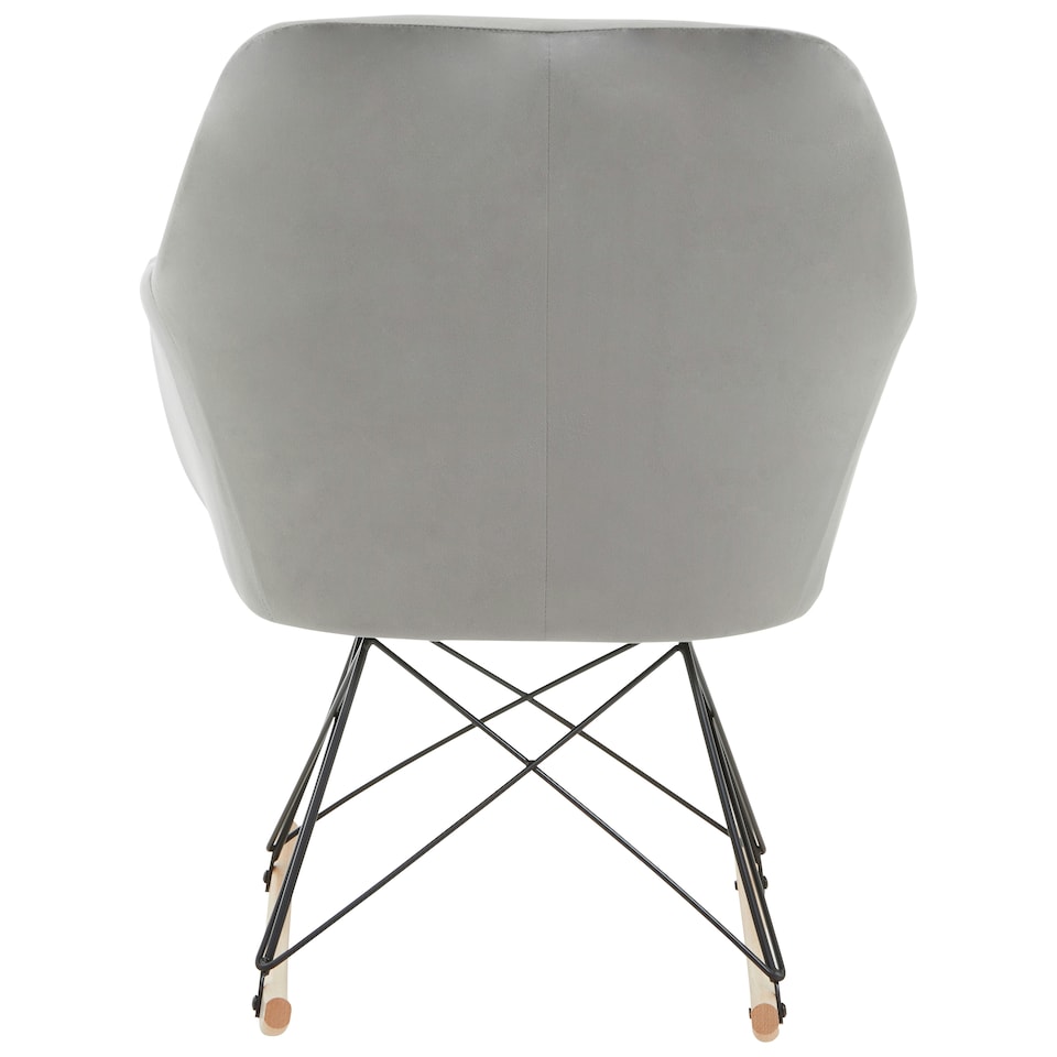 image 1 of Interiors by Premier Grey Velvet Rocking Chair, Comfortable Velvet Desk Chair, Backrest Velvet Rocking Armchair, Cozy Armchair