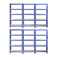Monster Racking T-Rax Heavy Duty Shelving Units, Blue, 75cm W, 30cm D, Set of 6 Blue