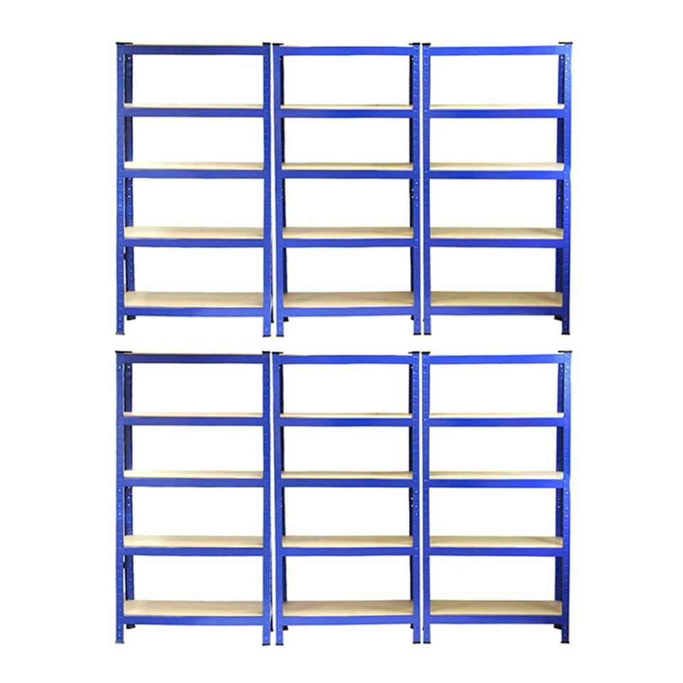 image 1 of Monster Racking T-Rax Heavy Duty Shelving Units, Blue, 75cm W, 30cm D, Set of 6 Blue