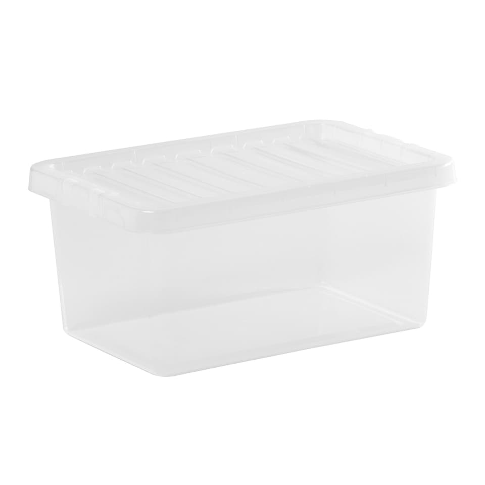 image 1 of Wham Crystal 5 x 11L Stackable Plastic Storage Boxes with Lids Clear Clear