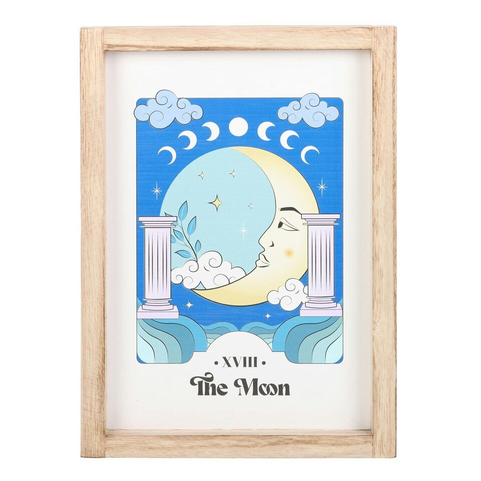 image 1 of Something Different Celestial The Moon Framed Art Print - Blue/White - 35cm x 25cm