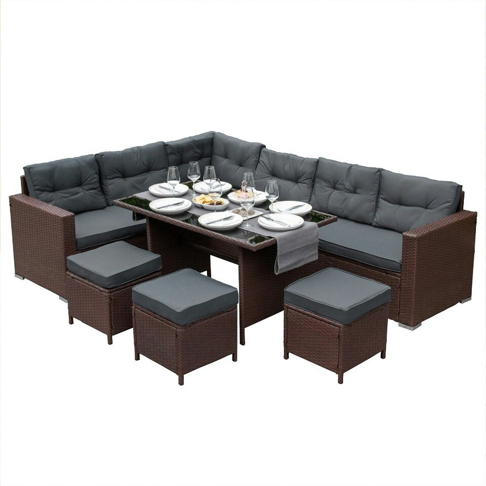 image 1 of Rattan Corner Set - Brown