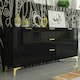 image 3 of Sideboard 140cm Black High Gloss with Gold Accents | Black