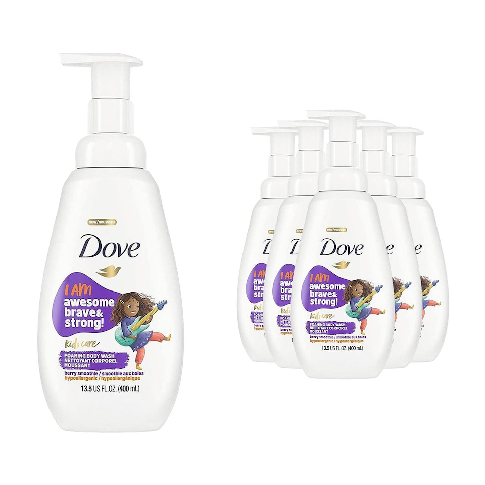 image 1 of Dove Kids Care Body Wash Berry Smoothie Hypoallergenic Foaming Wash, 6x400ml