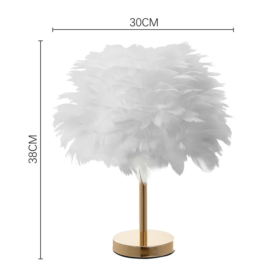 image 1 of Living and Home Chic Feather Table Lamp | White