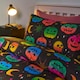 image 2 of OHS Halloween Pumpkin Ghost Ghouls Soft Plush Warm Duvet Cover and Pillowcase Bedding Set Black | Double