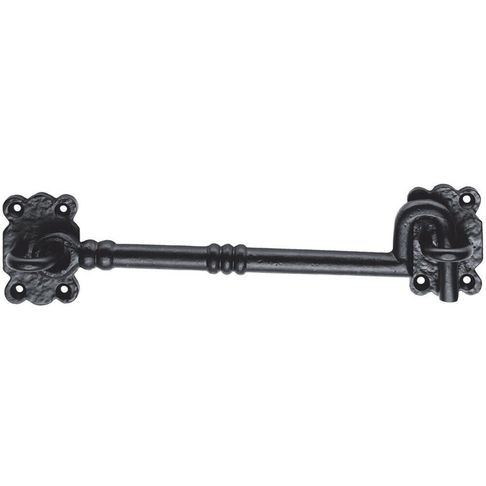 Loops Ornate Cabin Hook & Eye Black Antique Hammered 203mm Arm Cabinet Lock