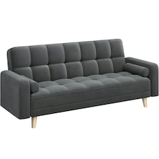 Yaheetech Velvet Convertible Sofa Bed | Grey | Three Seater