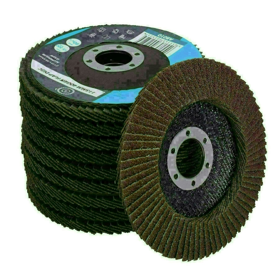 image 1 of 40 Grit Coarse Flap Sanding Grinding Discs For 4.5" (115mm) Angle Grinders 10pk