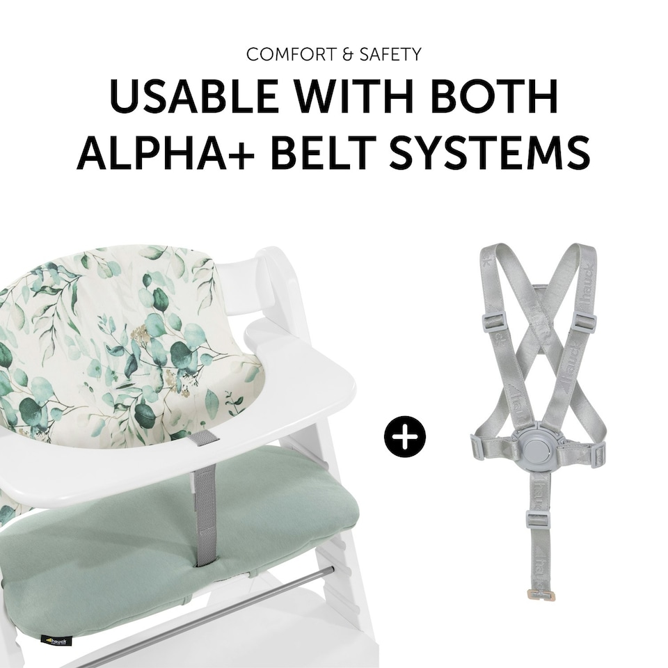 image 1 of Hauck Alpha Highchairpad Select - Jersey Leaves Mint