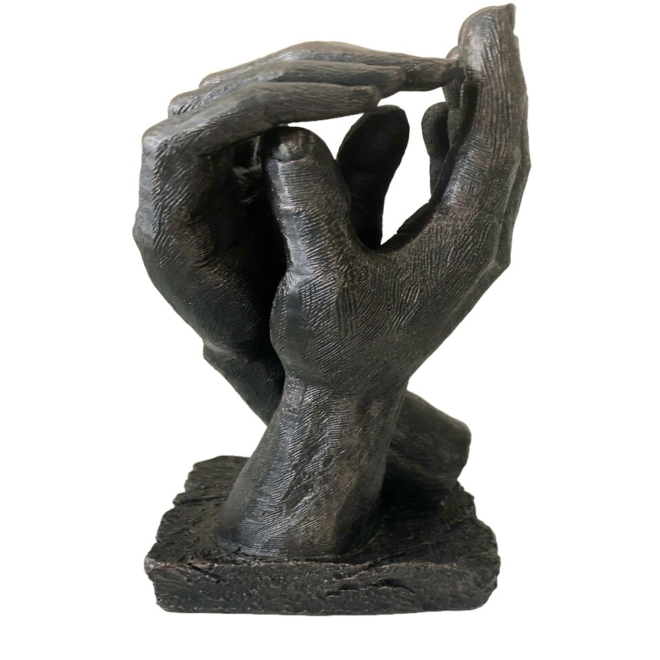 image 1 of Hand in Hand Sculpture in Bronze Colour A Symbol of Enduring Love & Connection Wedding Present Anniversary Romantic Gift  inspired by Rodin's The Secret