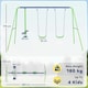 image 7 of Outsunny Metal Swings Set w/ Glider, Adjustable Height, Green