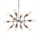 image 1 of Hal Large Industrial Style Multi Arm Pendant Light, Aged Pewter & Copper with Adjustable Heads