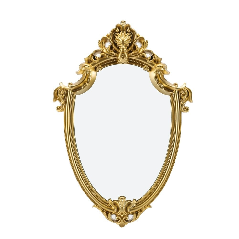 Living and Home Vintage Hanging Mirror Baroque Carving- Gold 29*41.5cm