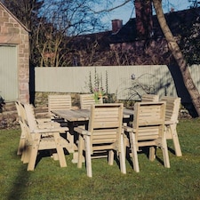 Ergo 8 Seater Square Table Set - L149 x W149 x H77 cm - Minimal Assembly Required - Set of Waterproof Cushions Included