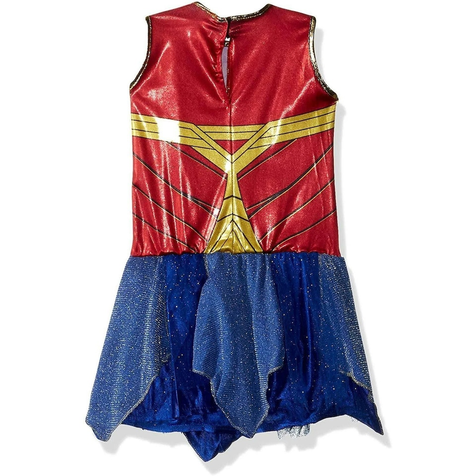 image 1 of Wonder Woman Girls Deluxe Costume - Red/Blue - 7-8 Years 7