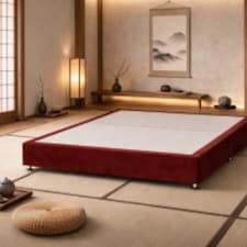 Kyoto Low Platform Divan Bed 4FT Small Double  Maroon Plush Velvet