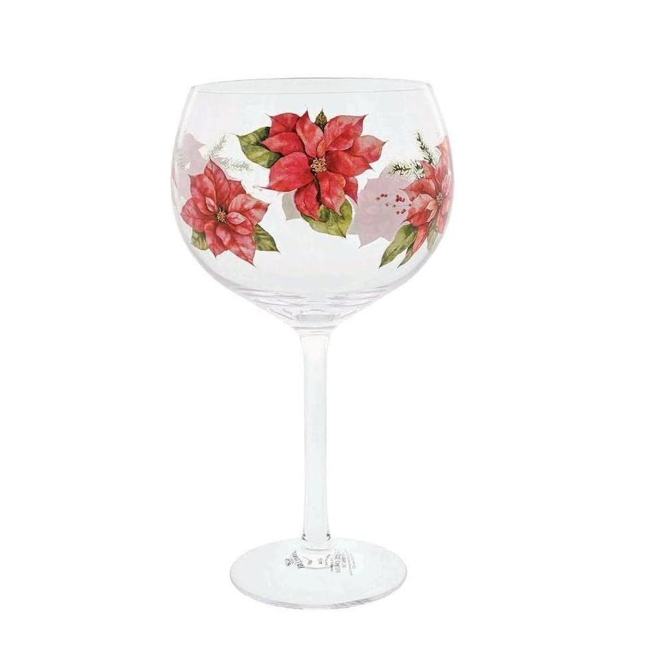 image 1 of Ginology Red Poinsettia Copa Large Gin Glass