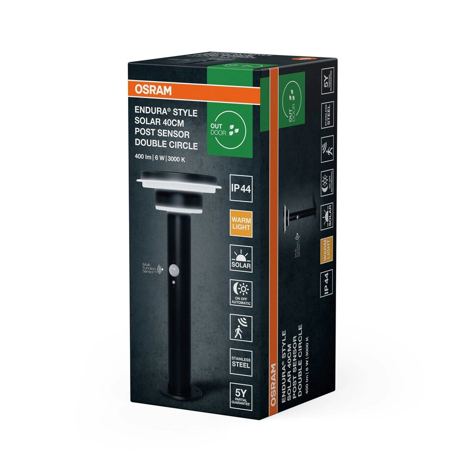 image 1 of OSRAM ENDURA Style Solar Post Outdoor Light Black Black