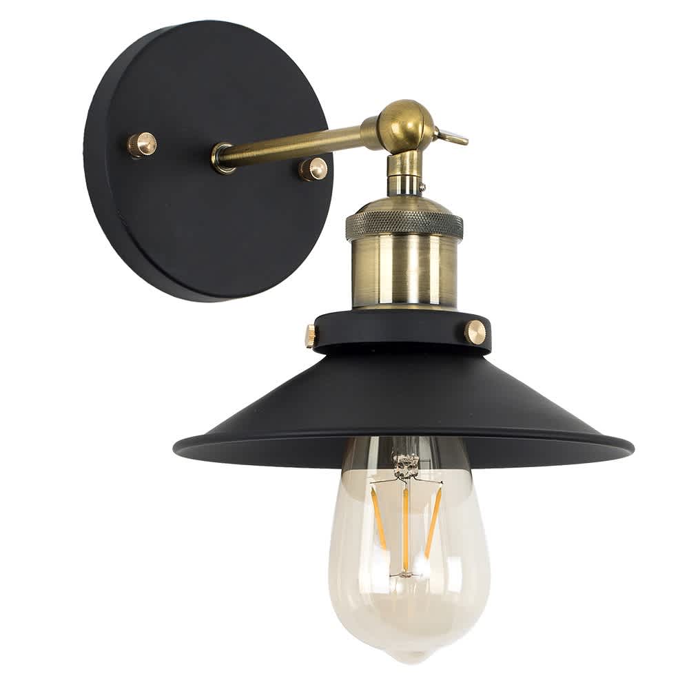 ValueLights Colonial Industrial Black and Antique Brass Wall Light
