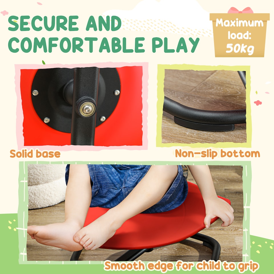 image 1 of AIYAPLAY Sensory Spinning Chair for Kids, for Balance, Coordination, Red