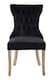 image 2 of Black Buttoned Dining Chair,Button Tufted Accent Chair,Upholstered Seat With Wooden Legs,Decorative Chair | Black
