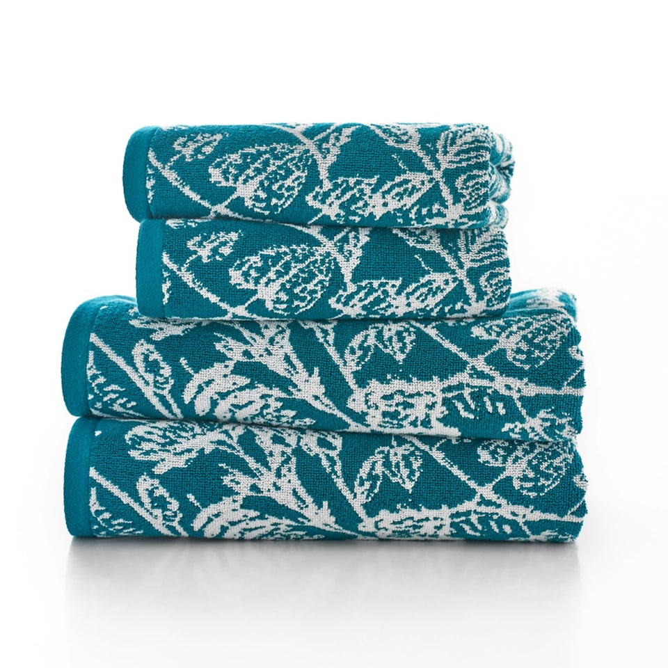 image 1 of Secret Garden Yarn Dyed Jacquard 100% Cotton Towels  550gsm Blue | Teal | Bath towel