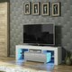 image 5 of TV Unit 130cm Grey Gloss Door White Matt Body with Glass Sides Free LED White | Grey