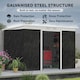 image 3 of Outsunny 9ft x 4ft Metal Garden Shed, Outdoor Tool House with Foundation Kit, Ventilations and Double Doors, Dark Grey