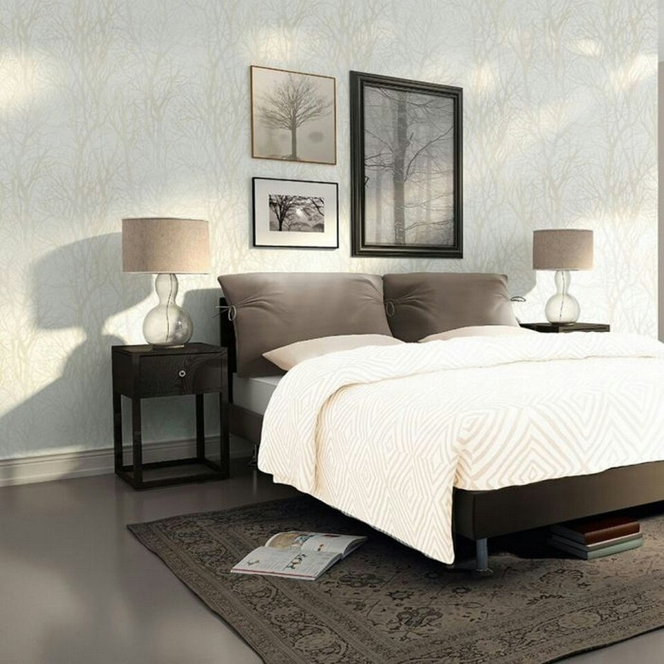 image 1 of AS Creation Tree Branch Textured Wallpaper - White/Silver - 10m x 53cm White
