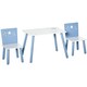 image 6 of HOMCOM 3 Pcs Kids Table & Chairs Dining Set Wood Legs Safe Corners Stars Seating Blue