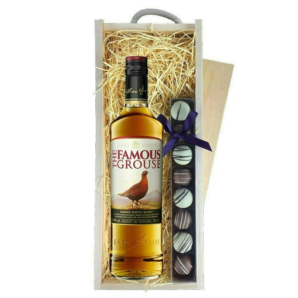 image 1 of Famous Grouse Scotch Whisky & Truffles, Wooden Box 70cl 40% abv