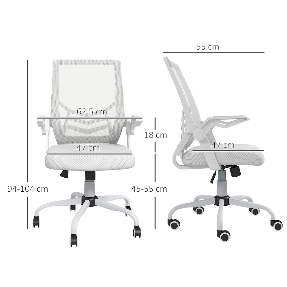 image 1 of Vinsetto Mesh Swivel Office Chair with Lumbar Support, White