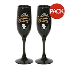 Something Different Till Death Do Us Party Champagne Flute Set (Pack of 2) - Black/Gold/White - One Size