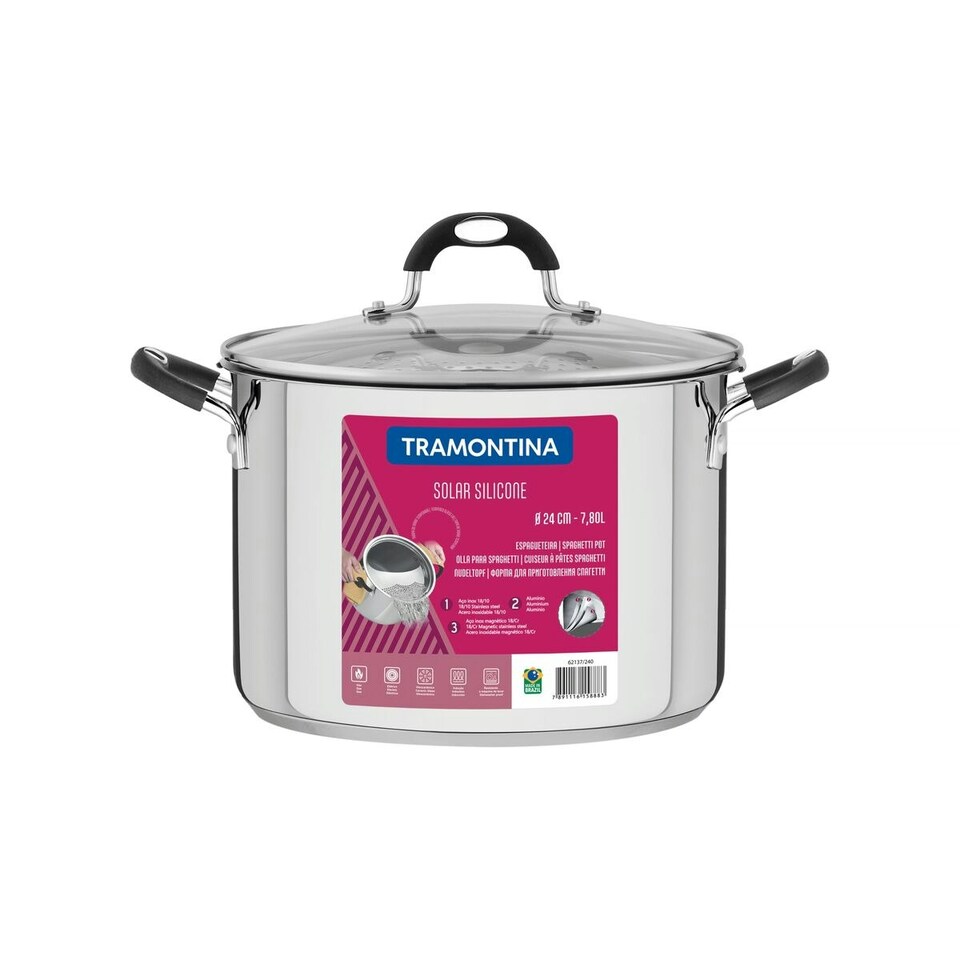 image 1 of Tramontina Stainless Steel Pasta Stock Pot 24cm (7.8l)